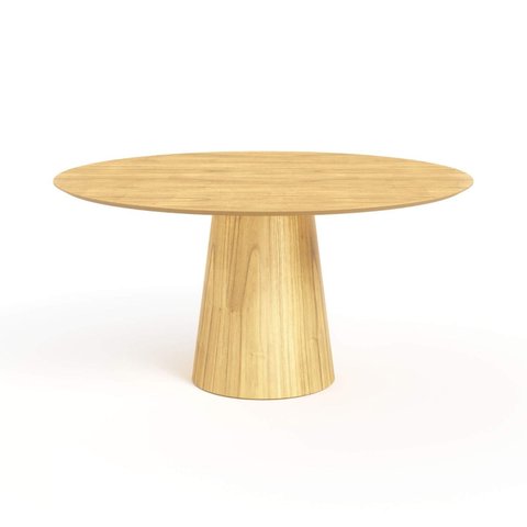 Mesa de Jantar Redonda 160cm Scandi 9 Lugares Lamina Natural de Madeira Damasco