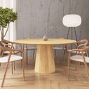 Ver imagem 3 de Mesa de Jantar Redonda 160cm Scandi 9 Lugares Lamina Natural de Madeira Damasco