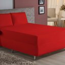 Ver imagem 2 de Jogo de Cama King Nobre 3 Peças Luva de Box 55cm de Altura Malha 100% Algodão - Vermelho