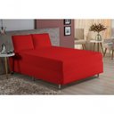 Ver imagem 1 de Jogo de Cama King Nobre 3 Peças Luva de Box 55cm de Altura Malha 100% Algodão - Vermelho