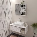 Ver imagem 2 de Kit Balcão Mármore Branco e Espelheira Branco - Tecno