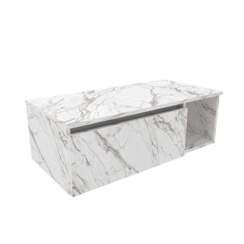 Kit Balcão Mármore Branco e Espelheira Branco - Tecno