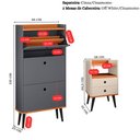 Ver imagem 4 de Kit Sapateira Vertical 3 Gaveta Basculante Cinza/Cinamomo 2 Mesinhas Canto Quarto Off White/Cinamomo