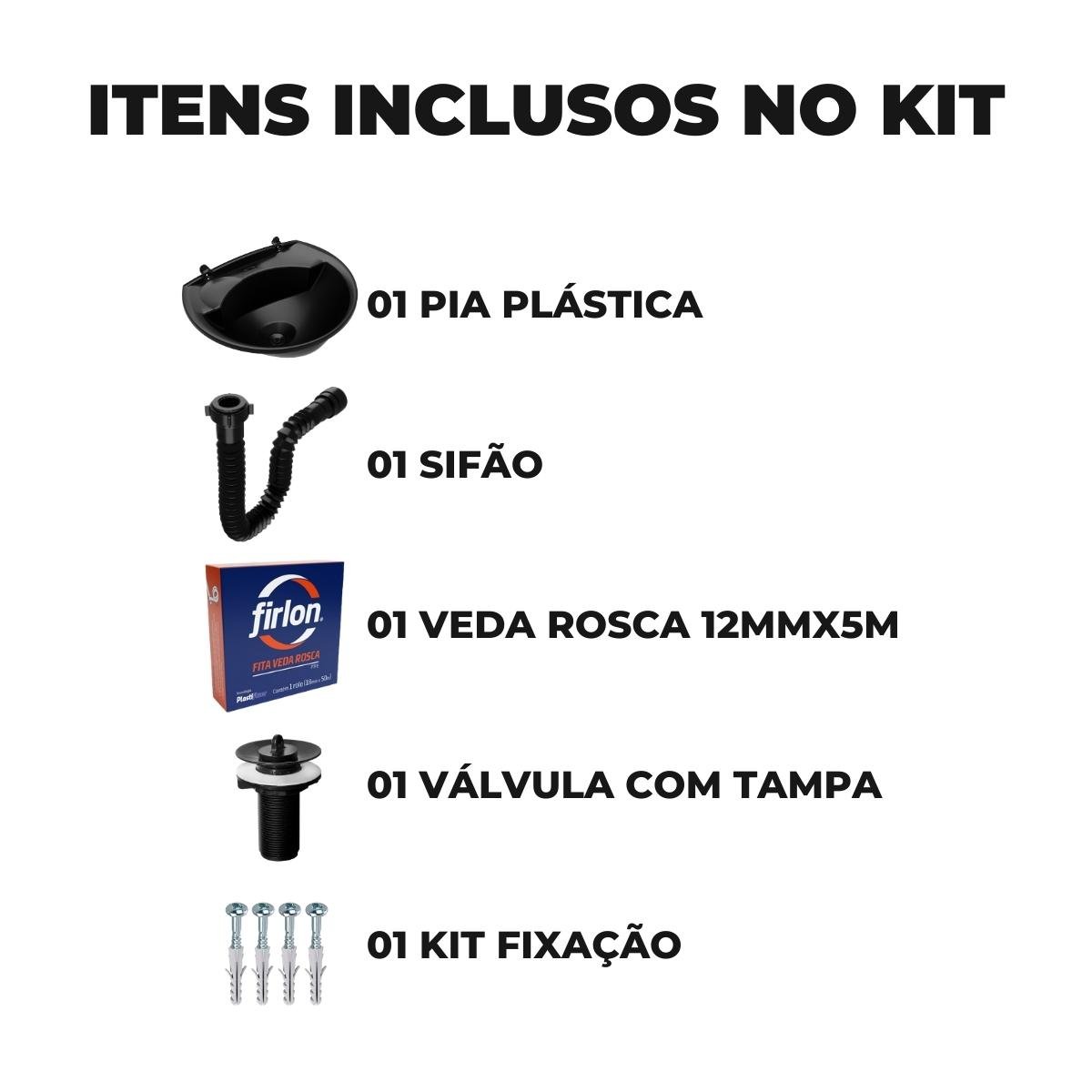 Pia Lavatório Banheiro 4L + Sifão Universal Sanfonado + Fita Veda Rosca - 2