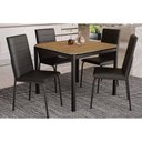 Ver imagem 1 de Conjunto: Mesa Sala Jantar Reno C/ Tampo de Madeira 90cm e 4 Cadeiras Amsterdã Preto Fosco/corano