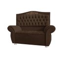 Ver imagem 1 de KIT Cabeceira + Recamier Baú Dunas Dubái Marrom veludo Linha Alta 1,40 casal Dalaqua-Decor