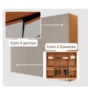 Ver imagem 4 de Guarda Roupa Casal Atacama Mdf 8 Portas 4 Gavetas e 8 Prateleiras Moderna Mobília