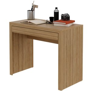 Escrivaninha Mesa de Escritório 90 Cm 1 Gaveta Amêndoa