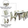 Conjunto de Mesa Sala de Jantar Tampo com Vidro 6 Cadeiras Nova York 1,60m Cedro / Off White / Areia - 5
