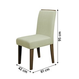 Conjunto de Mesa Sala de Jantar Tampo com Vidro 6 Cadeiras Nova York 1,60m Cedro / Off White / Areia - 4