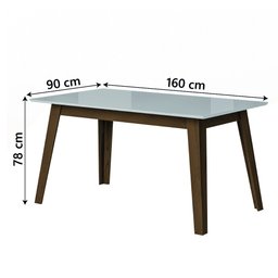 Conjunto de Mesa Sala de Jantar Tampo com Vidro 6 Cadeiras Nova York 1,60m Cedro / Off White / Areia - 3