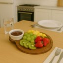Ver imagem 2 de Petisqueira Tábua Teca 23cm Servir com Cabo e Ramekin 30ml Redonda Aperitivos Queijos