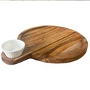 Ver imagem 6 de Petisqueira Tábua Teca 23cm Servir com Cabo e Ramekin 30ml Redonda Aperitivos Queijos