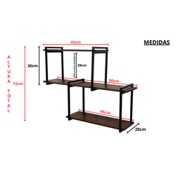 Nicho Suspenso 90x20 Vintage Duplo/amadeirado Escuro 05 - 2