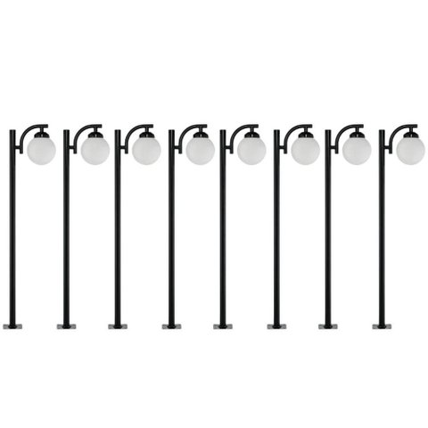 Kit 8 Postes de Iluminação Preto 2m Alumínio sem Globo Jardim Praça Global Dital