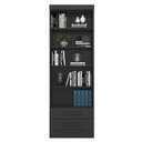 Ver imagem 1 de Livreiro Multiuso com 2 Gavetas Preto Fosco - Qmovi