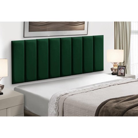 Kit 10 Cabeceiras Painel Modular Cama Box King Veludo Verde Madelina Decor