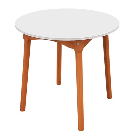 Mesa de Jantar Colonial Brisa Rústica 90cm Redonda em Madeira e Tampo em Mdf com Revestimento Bp:mel