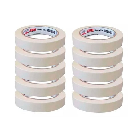 Kit 10 Fita Crepe para Uso Geral 18mm X 50m Adere