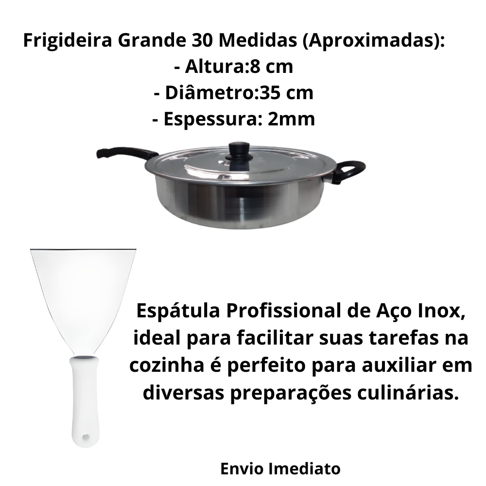 Frigideira Grande Aluminio N°30 com Espátula de Aço Inox - 4