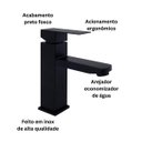 Ver imagem 4 de Misturador Monocomando de Banheiro Quadrado 2027 Preto Fosco