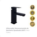 Ver imagem 2 de Misturador Monocomando de Banheiro Quadrado 2027 Preto Fosco