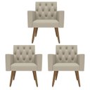 Ver imagem 1 de Kit 3 Poltronas Capitonê Sala Recepção Poltronas Decorativas Bege