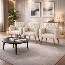 Ver imagem 2 de Kit 3 Poltronas Capitonê Sala Recepção Poltronas Decorativas Bege