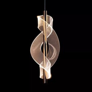 Pendente Infinito 40cm Dourado Fosco Led 4w Bivolt 3000k Design Moderno em Metal e Acrílico