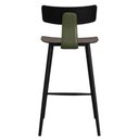 Ver imagem 5 de Kit 2 Banquetas Baixas Analu Rivatti 89cm (alt) Assento Encosto Pp Preto Detalhe Pu Verde Base Aço