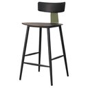Ver imagem 2 de Kit 2 Banquetas Baixas Analu Rivatti 89cm (alt) Assento Encosto Pp Preto Detalhe Pu Verde Base Aço