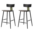 Ver imagem 1 de Kit 2 Banquetas Baixas Analu Rivatti 89cm (alt) Assento Encosto Pp Preto Detalhe Pu Verde Base Aço