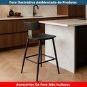 Ver imagem 6 de Kit 2 Banquetas Baixas Analu Rivatti 89cm (alt) Assento Encosto Pp Preto Detalhe Pu Verde Base Aço