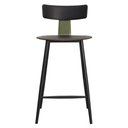 Ver imagem 3 de Kit 2 Banquetas Baixas Analu Rivatti 89cm (alt) Assento Encosto Pp Preto Detalhe Pu Verde Base Aço