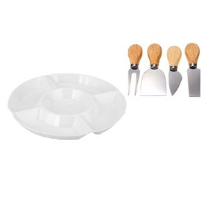 Kit Petisqueira 5 Divisória de 30 Cm e Jogo de 4 Peças de Queijo 12 Cm.