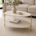Ver imagem 1 de Mesa de Centro Orgânica 2 Níveis em MDF com Pés de Metal para Sala de Estar Moderna