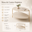 Ver imagem 2 de Mesa de Centro Orgânica 2 Níveis em MDF com Pés de Metal para Sala de Estar Moderna