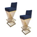 Ver imagem 1 de Kit 02 Banquetas Luma Base de Ferro Sued Azul Marinho - D'classe Decor