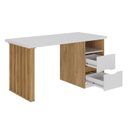Ver imagem 5 de Conjunto com 2 Escrivaninhas Florence Elegante com Pés Ripados, e Nichos 4 Gavetas Branco e Olmo Artany
