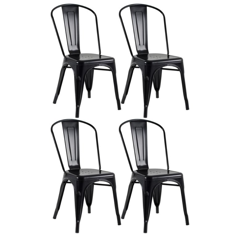 Kit 4 Cadeiras Iron Tolix - Preto - Semibrilho