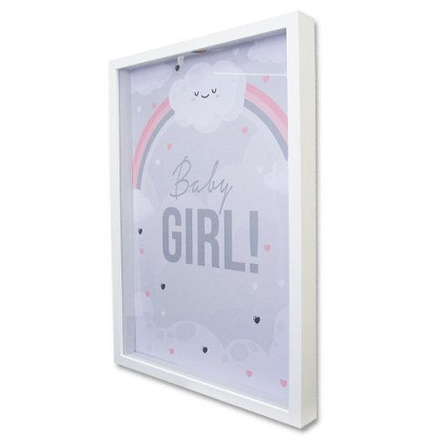 Quadro Cofre Porta Objetos Maternidade Baby Girl TaColado Moldura Madeira