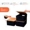 Kit Caixa organizadora canelada tampa bambu 16l preta Oikos - 2