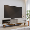 Ver imagem 2 de Rack Viena C/ Portas e Nichos Suporte P/ Tvs Cairo Off White Matte / Freijo