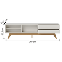 Ver imagem 4 de Rack Viena C/ Portas e Nichos Suporte P/ Tvs Cairo Off White Matte / Freijo