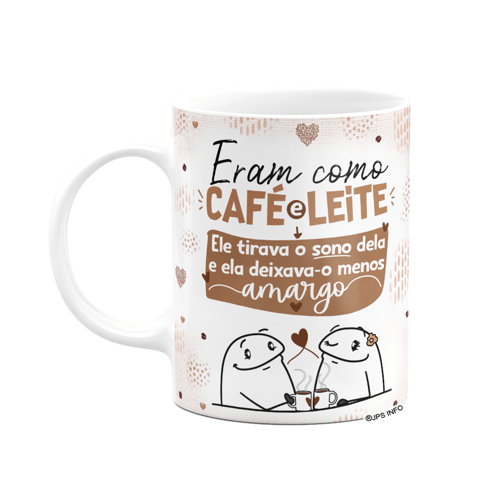 Caneca Flork Namorados - como Café e Leite - Branca
