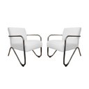 Ver imagem 1 de Kit 2 Poltronas Decorativa Bela Couro Branco Braço Cromado Mz Decor