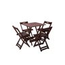 Conjunto Mesa Dobrável Quadrada 70x70 com 4 Cadeiras em Madeira Maciça Imbuia - Straub Web - 2