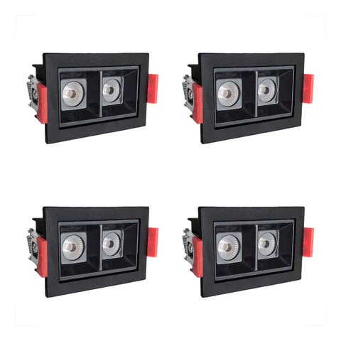 4 Spot Embutido Mini Duplo Led Downlight Recuado 3000k Bet56