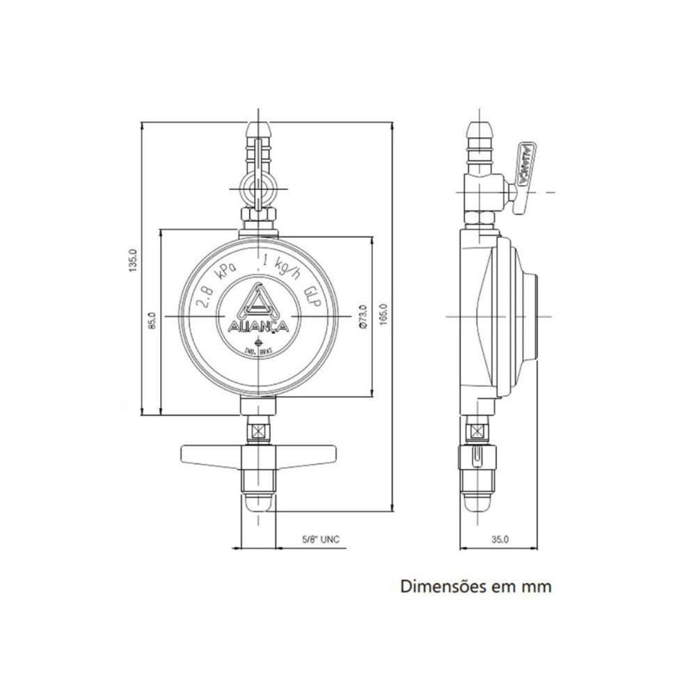 Regulador 504/01 Bt + Mangueira 120cm - Aliança