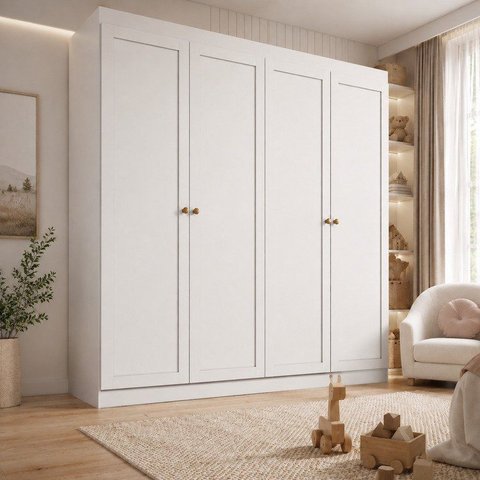 Guarda-Roupa Infantil Americano 4 Portas 2 Gavetas Alecrim Yescasa Branco